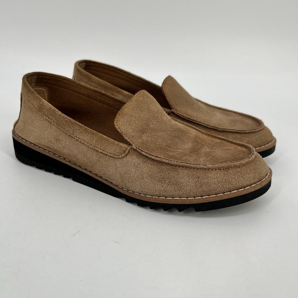 Eileen Fisher Essa Moc Loafer Womens 6.5 Suede Leather Tan Brown Slip On Earth
